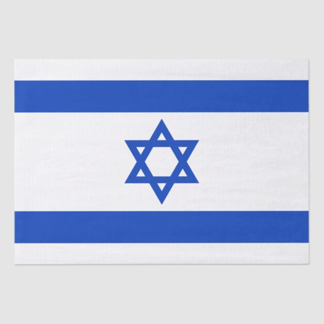 Papel De Seda Bandera israelí azul blanco patrón moderno patriót (Anverso)
