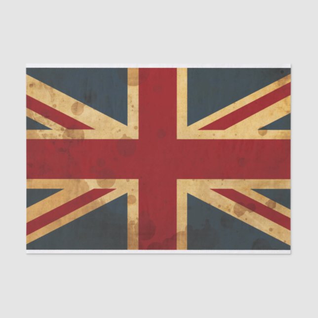 Papel De Seda Bandera manchada de Union Jack Reino Unido (Anverso)