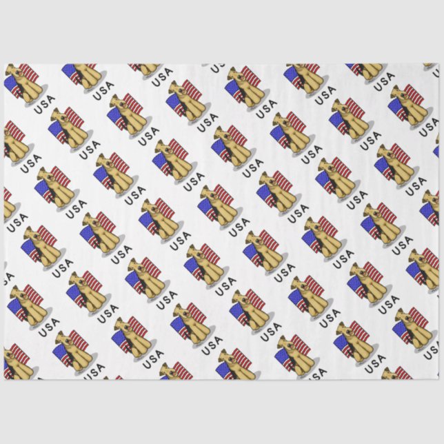 Papel De Seda Bandera norteamericana de Estados Unidos Airedale  (Anverso)