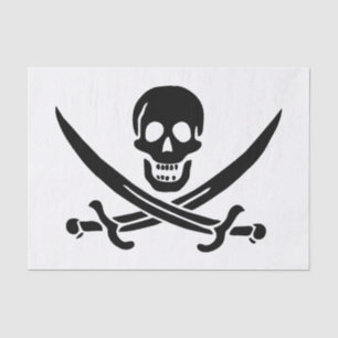Papel De Seda Bandera Pirata Calavera Espadas Cruzadas