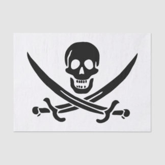 Papel De Seda Bandera Pirata Calavera Espadas Cruzadas
