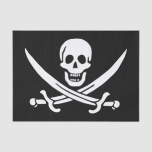 Papel De Seda Bandera pirata calavera espadas cruzadas