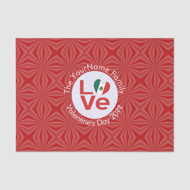 Papel De Seda Bandera Roja Mexicana de AMOR personalizada (Anverso)