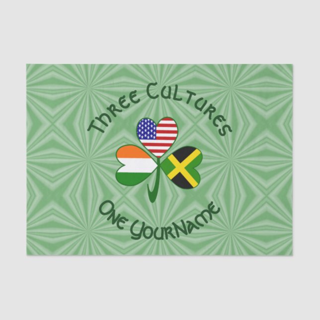 Papel De Seda Bandera Shamrock jamaiquina irlandesa norteamerica (Anverso)