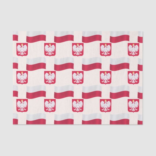 Papel De Seda Bandera y escudo Polonia (Anverso)