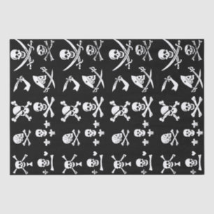 PAPEL DE SEDA BANDERAS DE PIRATAS NEGRAS, HUESOS CRUZADOS, ESPAL