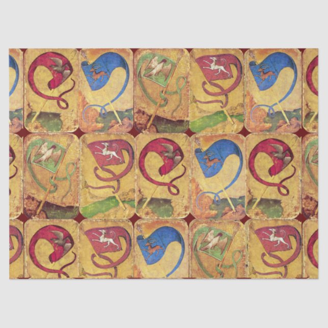 Papel De Seda Banderas/Perros, Deers, Falcones, Patos (Anverso)