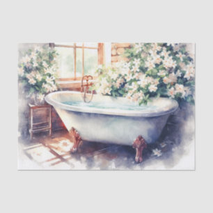 Papel De Seda Baño Antiguo con Patas de Garra Decoupage Jazmín