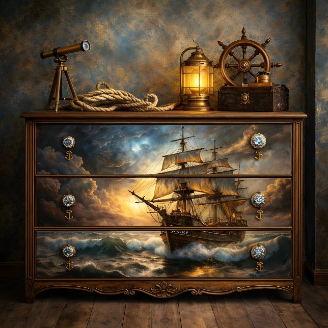 Papel De Seda Barco alto de mar tempestuoso Decoupage (Stormy Seas Tall Ship Decoupage Tissue Paper)