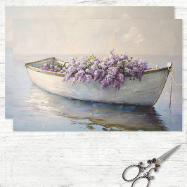 Papel De Seda Barco con descomposición de pintura de lino morado