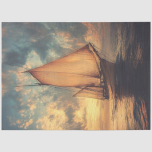 Papel De Seda Barco de Vela Contra una Puesta de Sol
