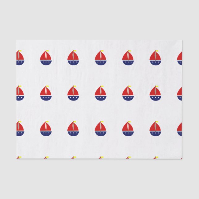 Papel De Seda Barco de vela estilizado amarillo rojo azul (Anverso)