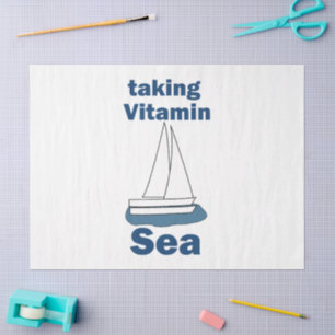 Papel De Seda Barco de vela Vitamina Mar Cita náutica divertida