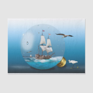 Papel De Seda Barco en una bombilla