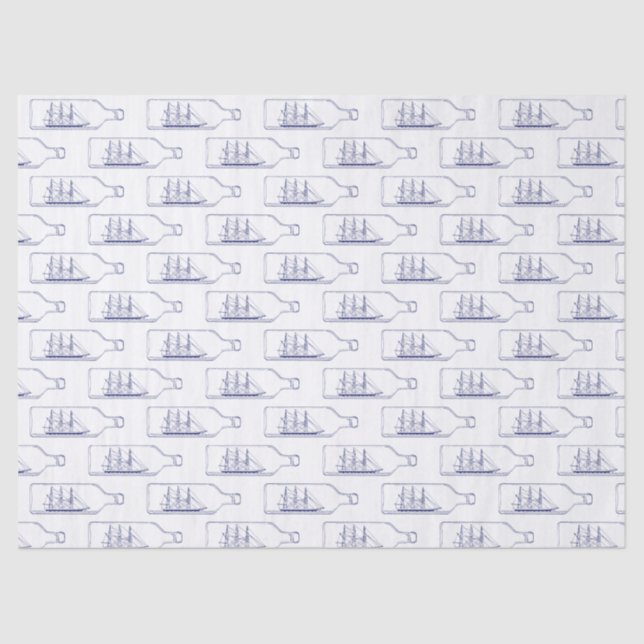 Papel De Seda Barco en una botella azul (Anverso)