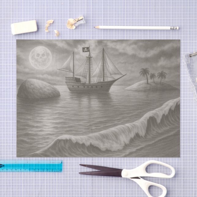Papel De Seda Barco Fantasma - Pirata Náutico (Artesanía)