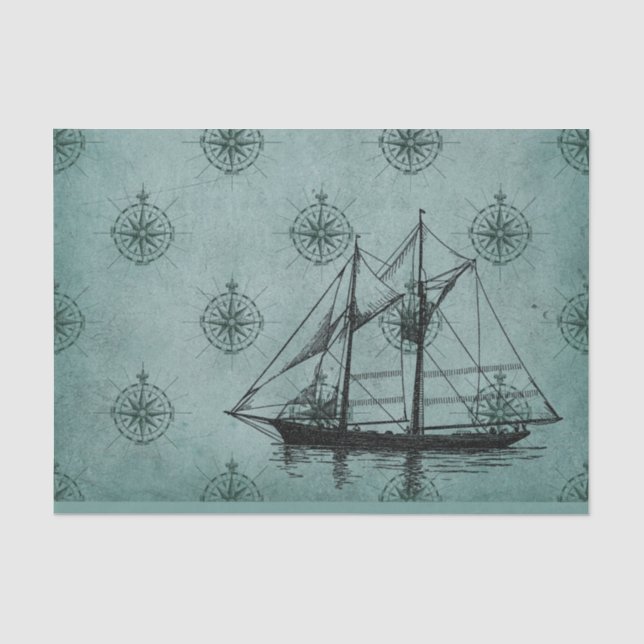Papel De Seda Barco Náutico Vintage (Anverso)