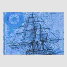 Papel De Seda Barco y Mapa Antiguo