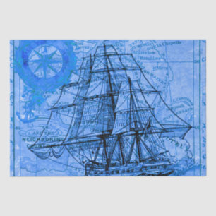 Papel De Seda Barco y Mapa Antiguo