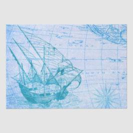 Papel De Seda Barco y Mapa Antiguo