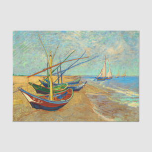 Papel De Seda Barcos de pesca en la playa de Vincent van Gogh