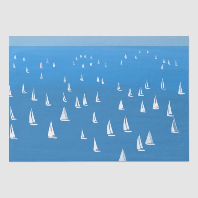 Papel De Seda Barcos de vela en el mar azul profundo - Regatta (Anverso)