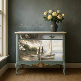 Papel De Seda Barcos de vela junto a la orilla Decoupage