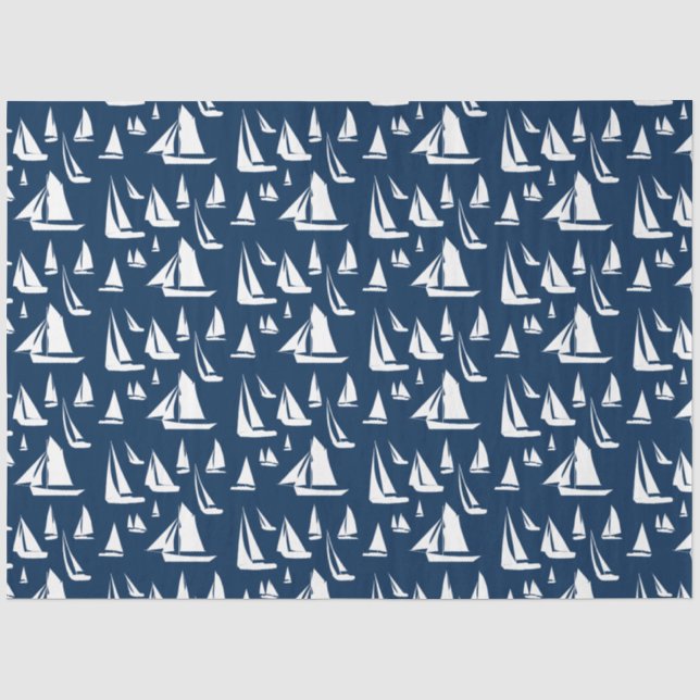 Papel De Seda Barcos náuticos Azul de la Marina Náutica  (Anverso)