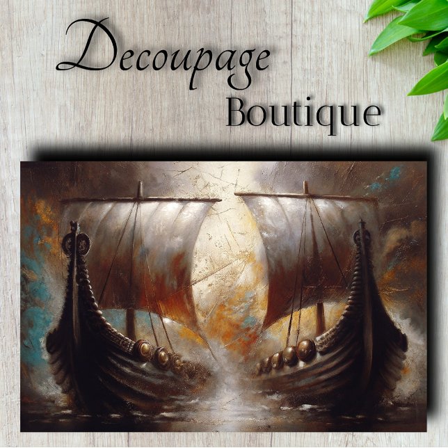 Papel De Seda Barcos Vikingos Gemelos decoupage (Twin Viking Longships Decoupage Tissue Paper)