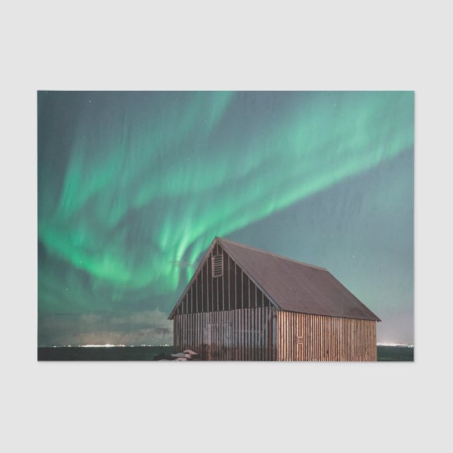 Papel De Seda Barn marrón ilegal bajo el cielo de Aurora Boreali (Anverso)