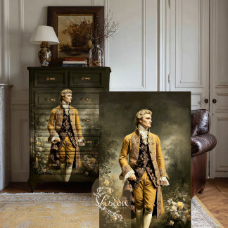 Papel De Seda Baroque Gentleman Gold Coat Floral Portrait