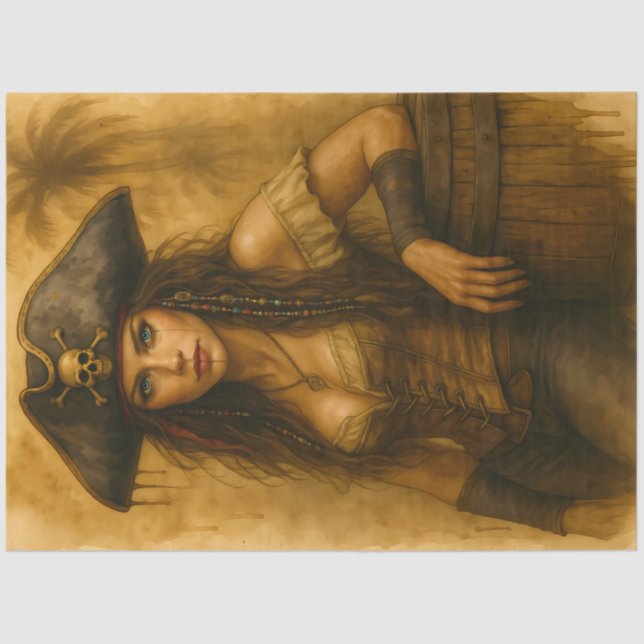 Papel De Seda Barrelbound Pirate – Pirate Woman Decoupage (Anverso)