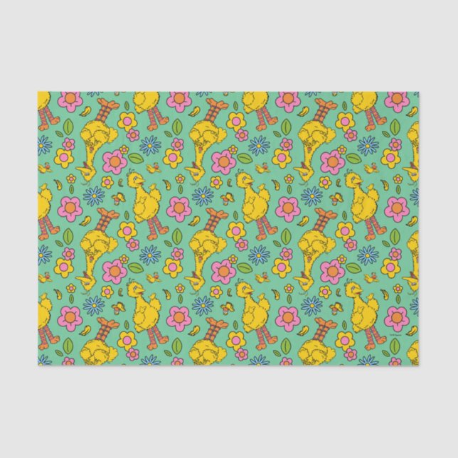 Papel De Seda Barrio Sésamo | Patrón de aves grandes y pequeñas (Anverso)