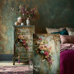 Papel De Seda Barroco, Colibrí y Floral Etéreo