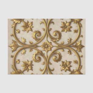 Papel De Seda Barroco Dorado Ornamentado Filigrana