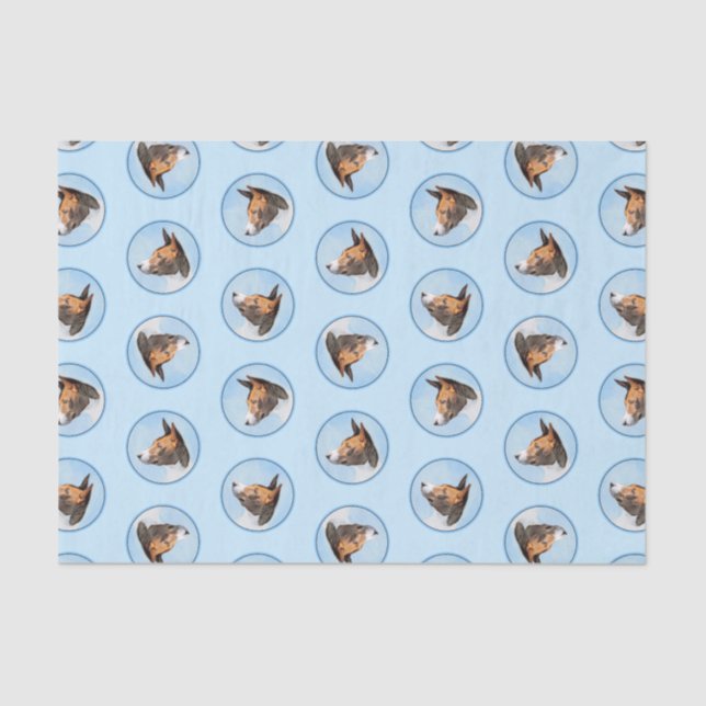 Papel De Seda Basenji Pintura de castaño Brindle Rojo Cute Dog A (Anverso)