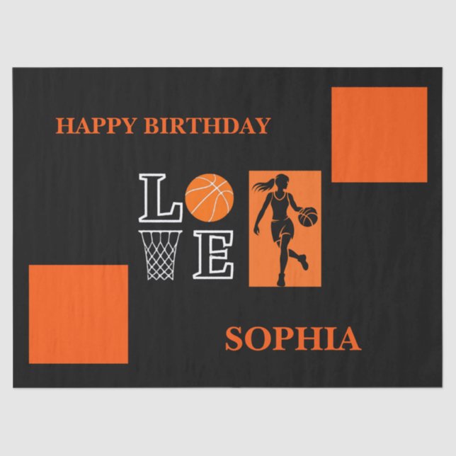 Papel De Seda Basketball Swoosh Black Birthday Large Gift Bag (Anverso)