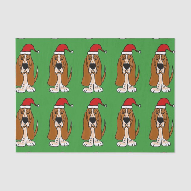 Papel De Seda Basset Hound en papel seda del navidad del gorra (Anverso)