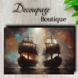 Papel De Seda Batalla de barcos gemelos Decoupage
