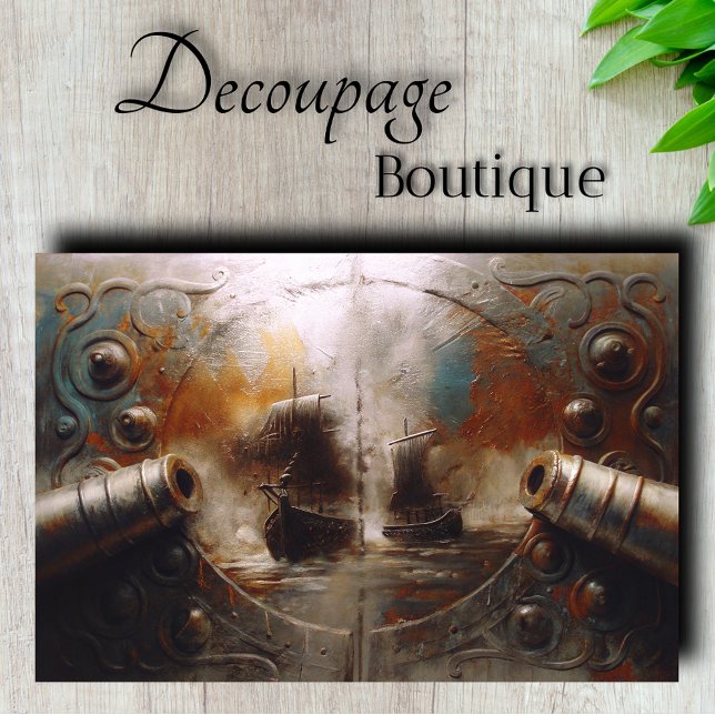 Papel De Seda Batalla Naval de Porthole Decoupage (Ship Battle Porthole Decoupage Tissue Paper)