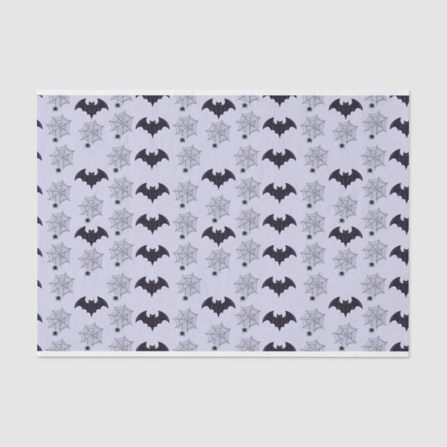 PAPEL DE SEDA BATES DE HALLOWEB GRIS Y NEGROS Y WEBS ESPIDERAS (Anverso)