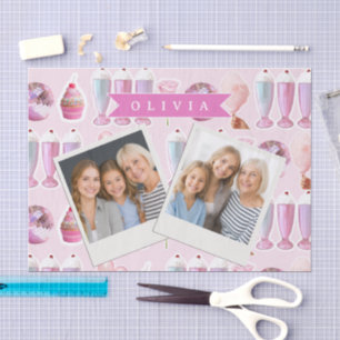 Papel De Seda Batido Retro Rosa Personalizado Monada Adorable