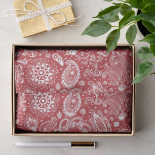 Papel De Seda Batik boho estilo rojo blanco patrón floral de cac