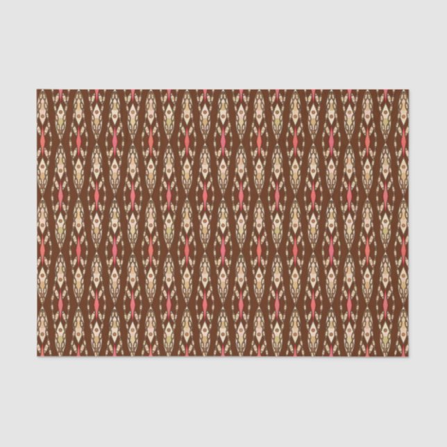 Papel De Seda Batik tribal - Marrón, Tan y Coral (Anverso)