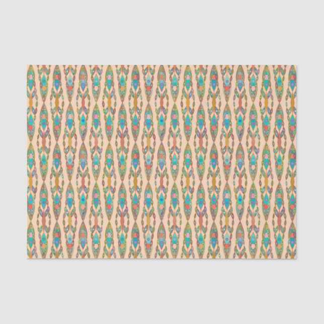 Papel De Seda Batik tribal - rosa rosa rosa y turquesa (Anverso)