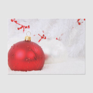 Papel De Seda Baubles de Navidades rojos y blancos