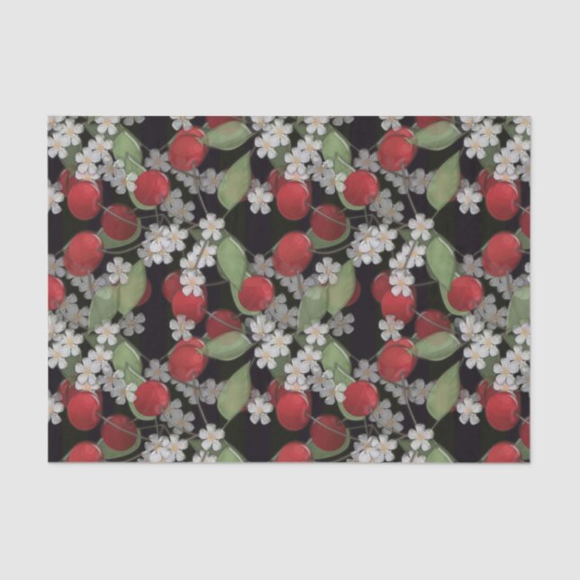 Papel De Seda Bayas rojas, cerezas (Anverso)