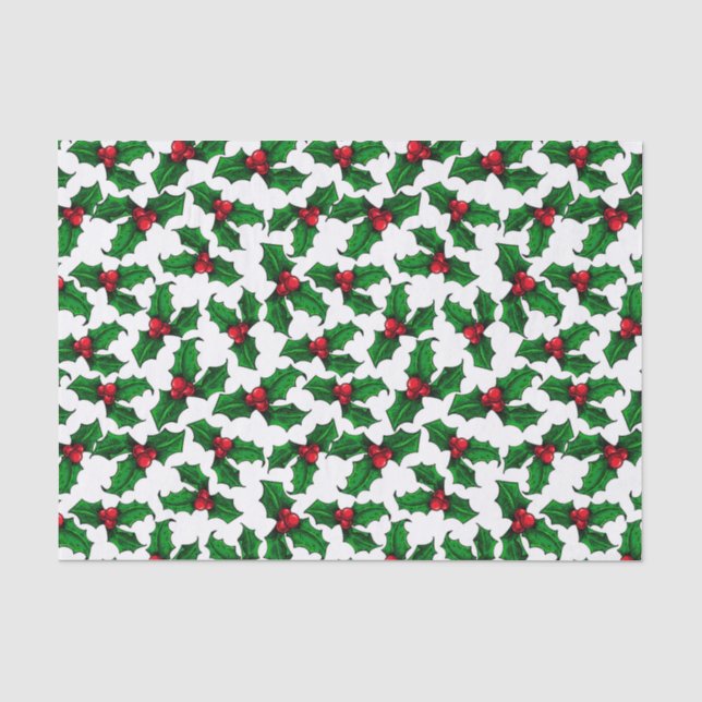 Papel De Seda Bayas rojas de acebo (Anverso)