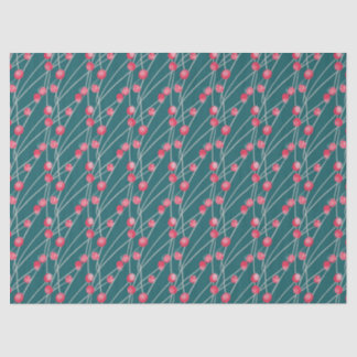 Papel De Seda Bayas rojas nevadas sobre verde oscuro