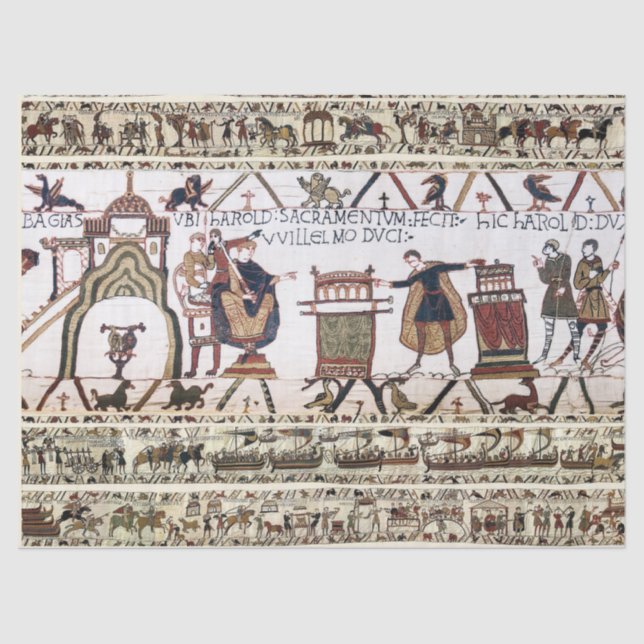 Papel De Seda BAYEUX TAPESTRY Harold hizo juramento sobre reliqu (Anverso)